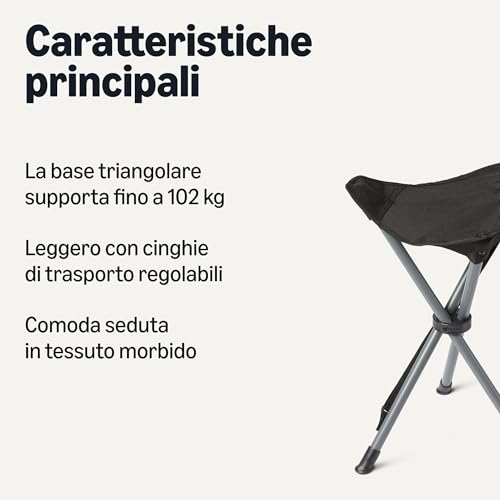 Amazon Basics sgabello campeggio pieghevole nero 102 kg