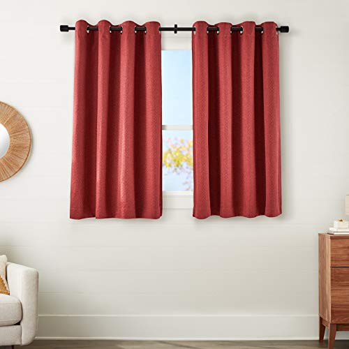 Amazon Basics Basket Weave Tenda Oscurante 132x160 Rosso 2 Pezzi