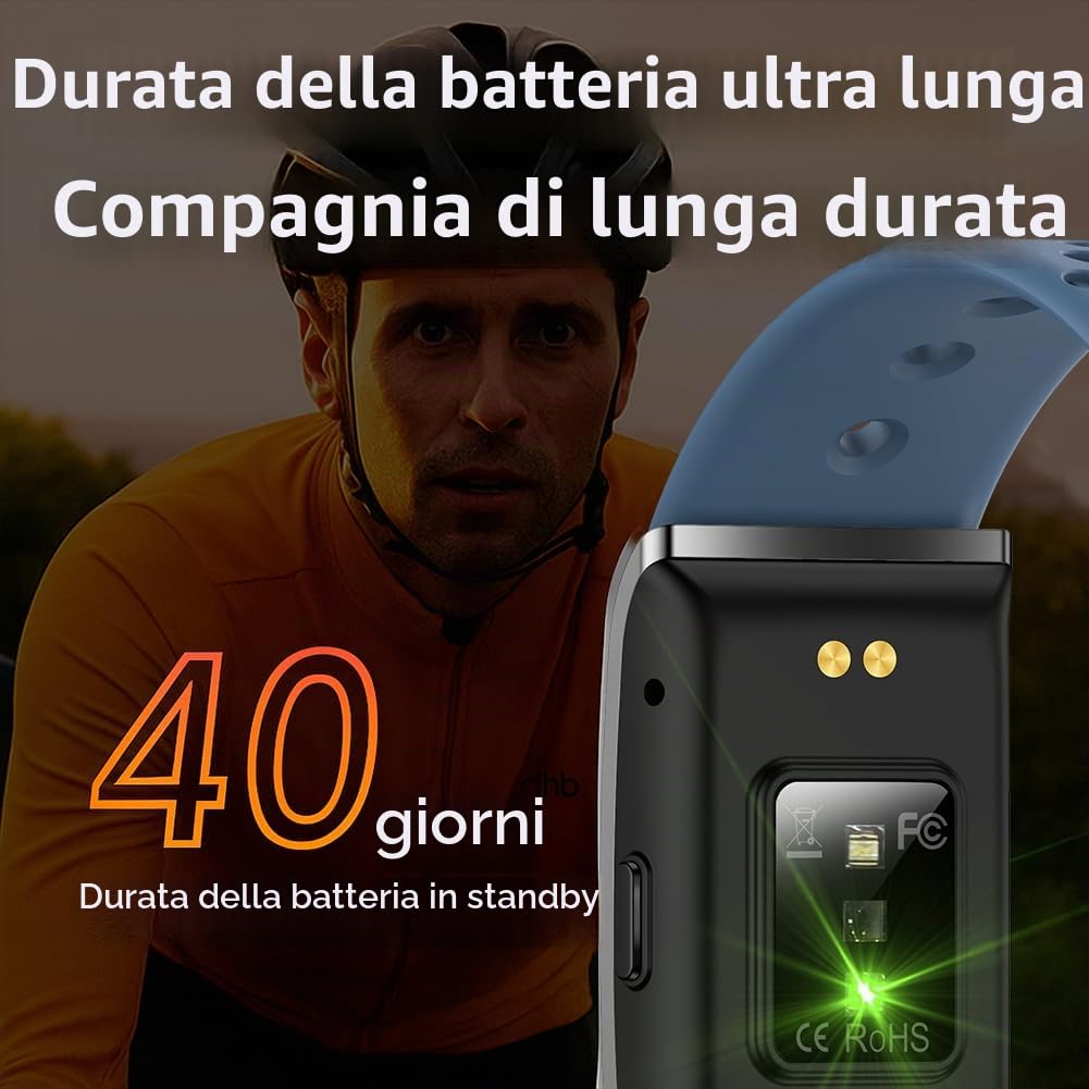 Elprico Braccialetto Fitness Senza Schermo Blu 45 Giorni IP
