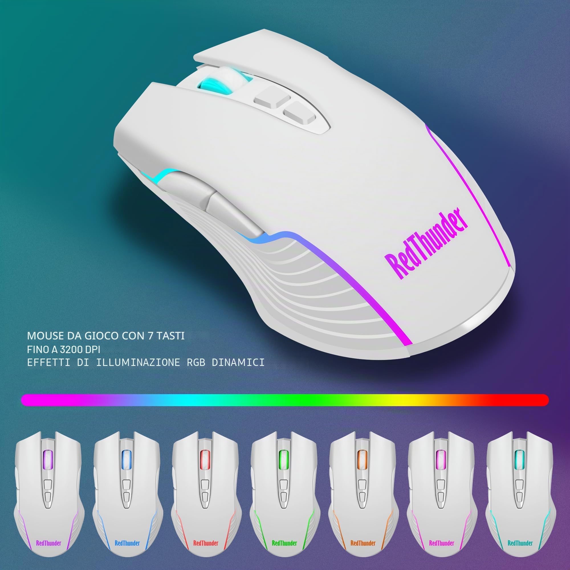 RedThunder K10 Set Tastiera Mouse Wireless Bianca QWERTZ