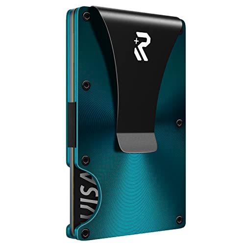 RealPlus Porta carte metallico RFID blu pavone 12 carte