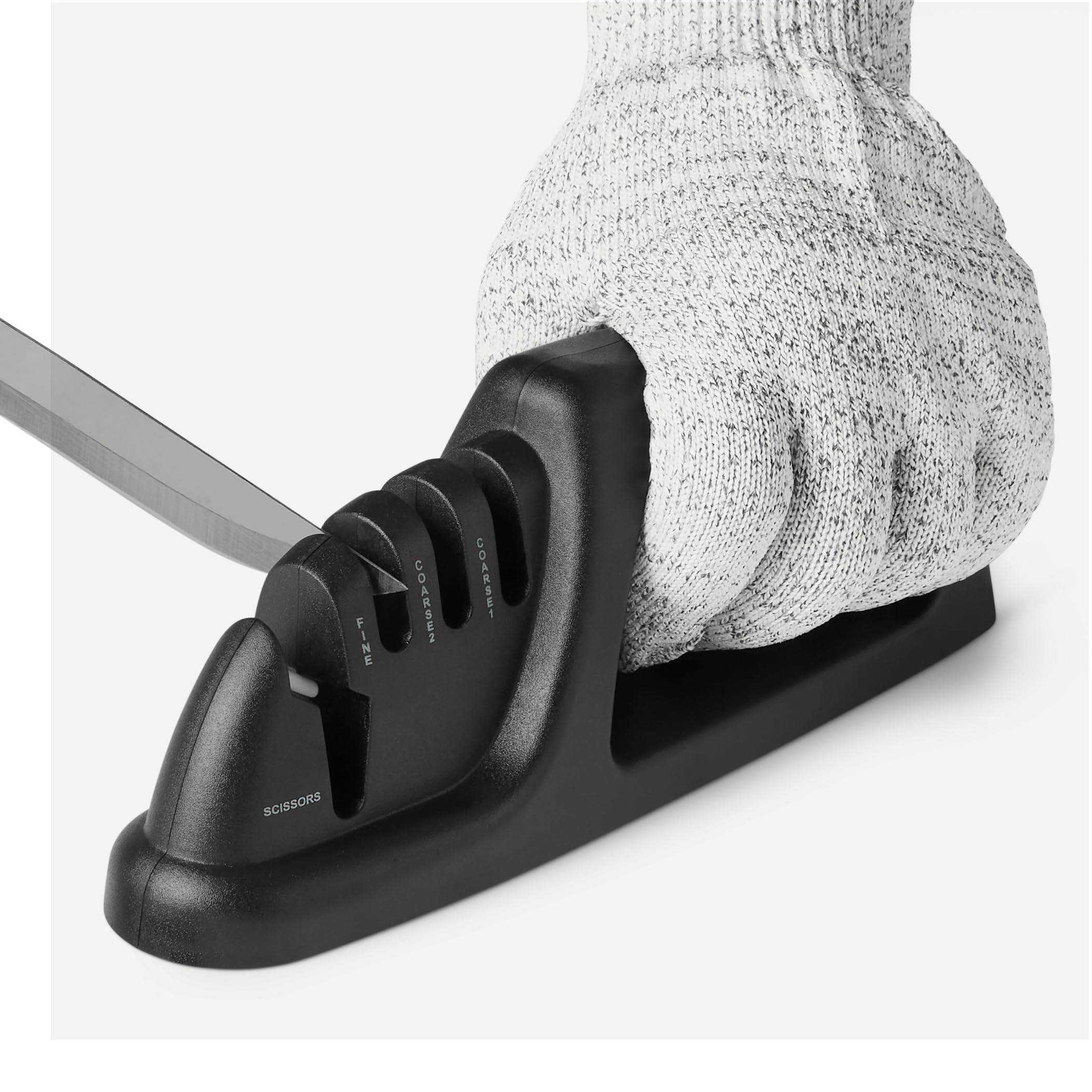 Amazon Basics affilacoltelli 4-in-1 con guanto antiscivolo