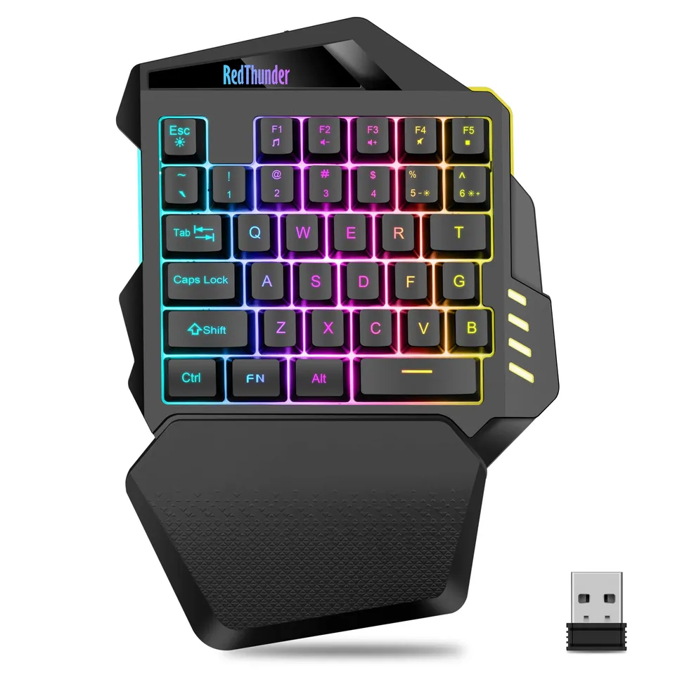 RedThunder G60 Tastiera Gaming a Una Mano Wireless Nera RGB