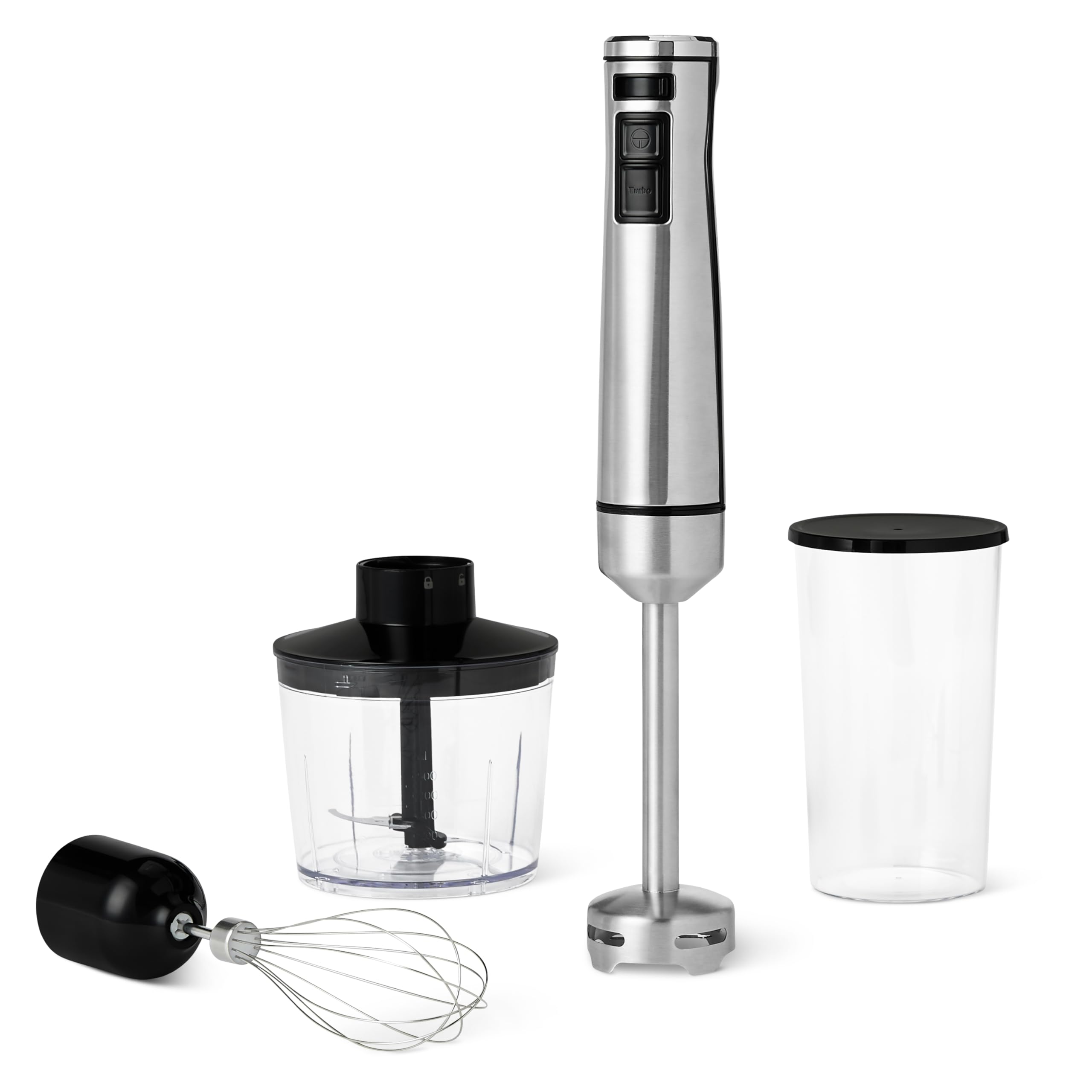 Amazon Basics frullatore a immersione 1000W argento con accessori