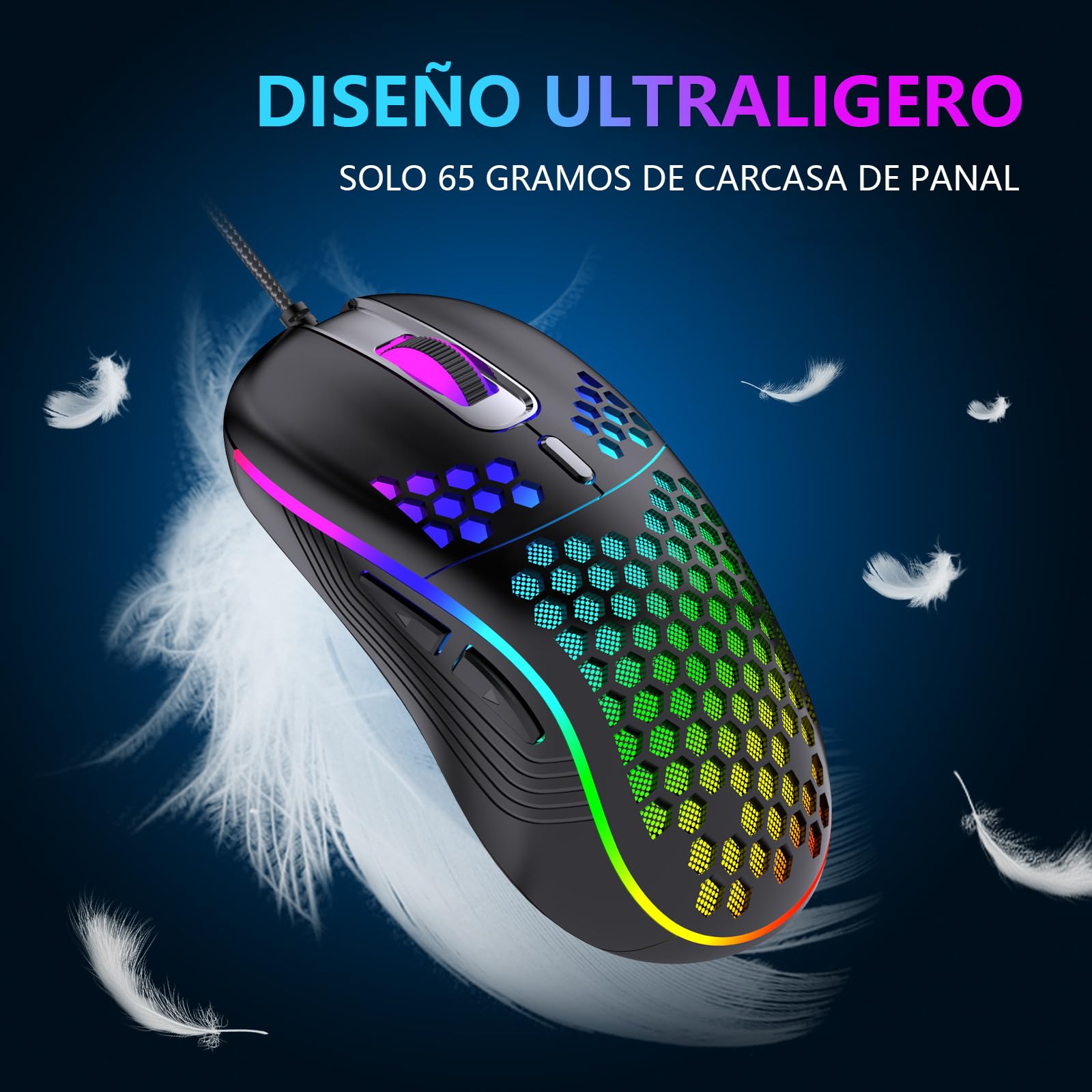 RedThunder K62 Kit Tastiera Mouse Gaming RGB 60% Nero 7200 DPI