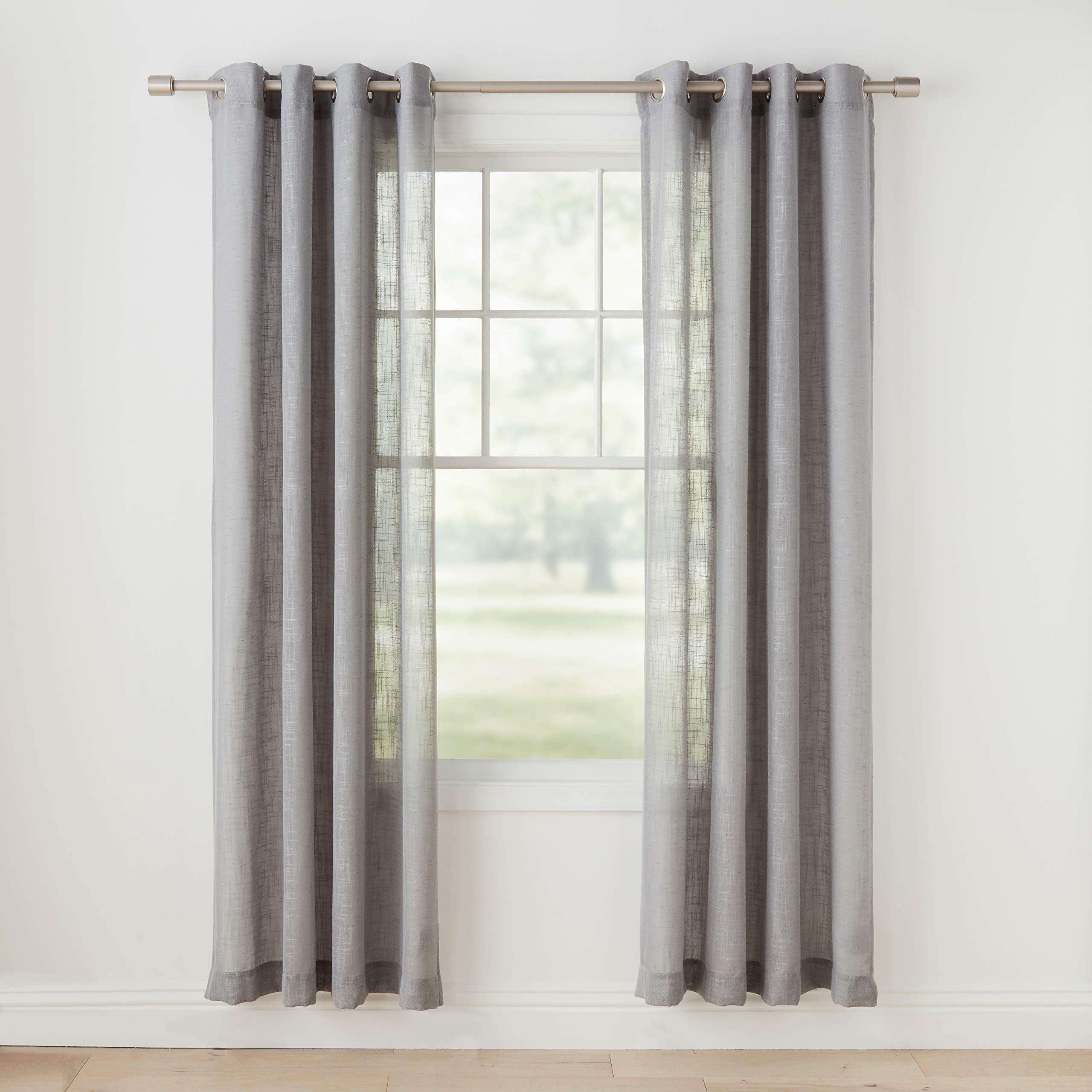 AmazonBasics Sheer Classic tenda trasparente 2 pz grigio scuro 50x84 occhielli