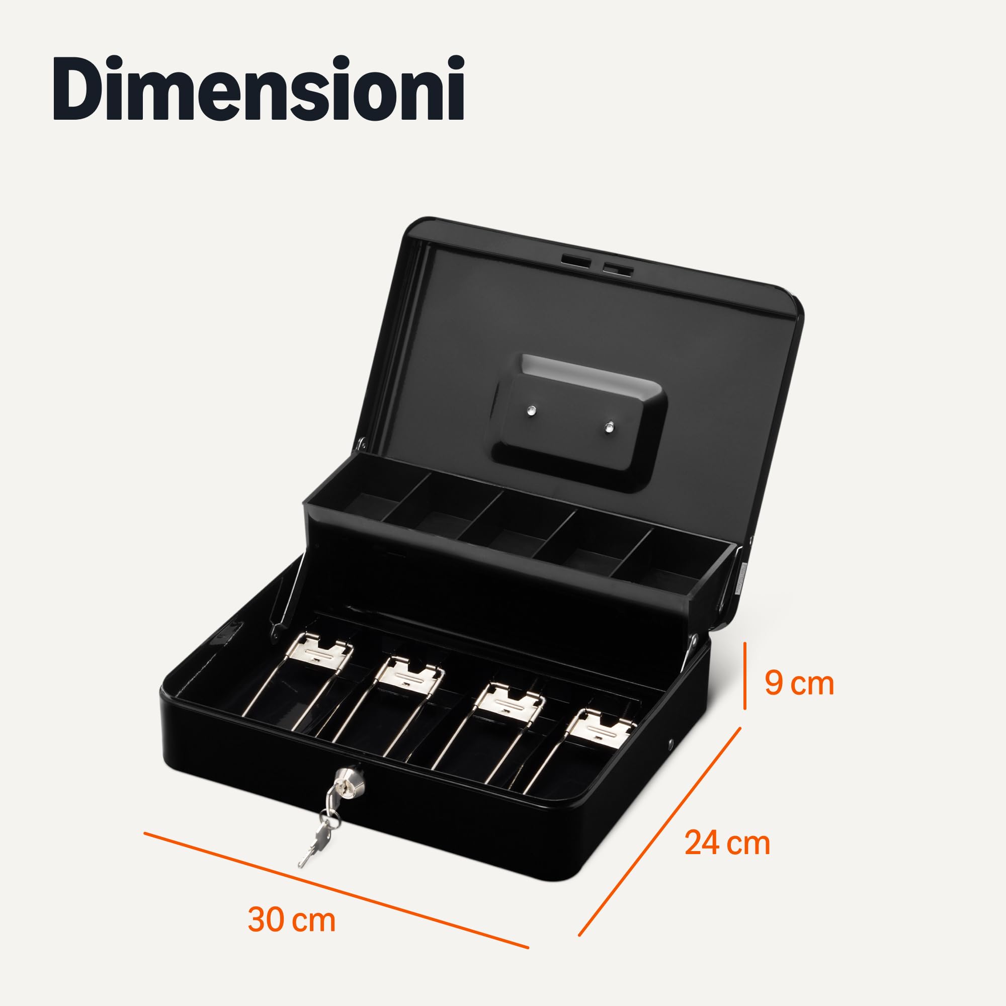 Amazon Basics cassetta portavalori con chiave nera