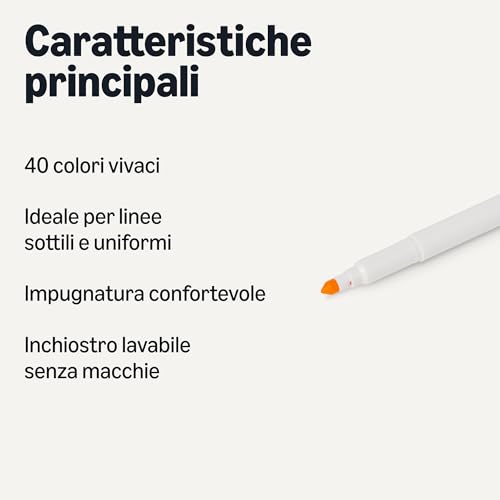 Amazon Basics Pennarelli Lavabili Broad Line 40 Pezzi Maxi