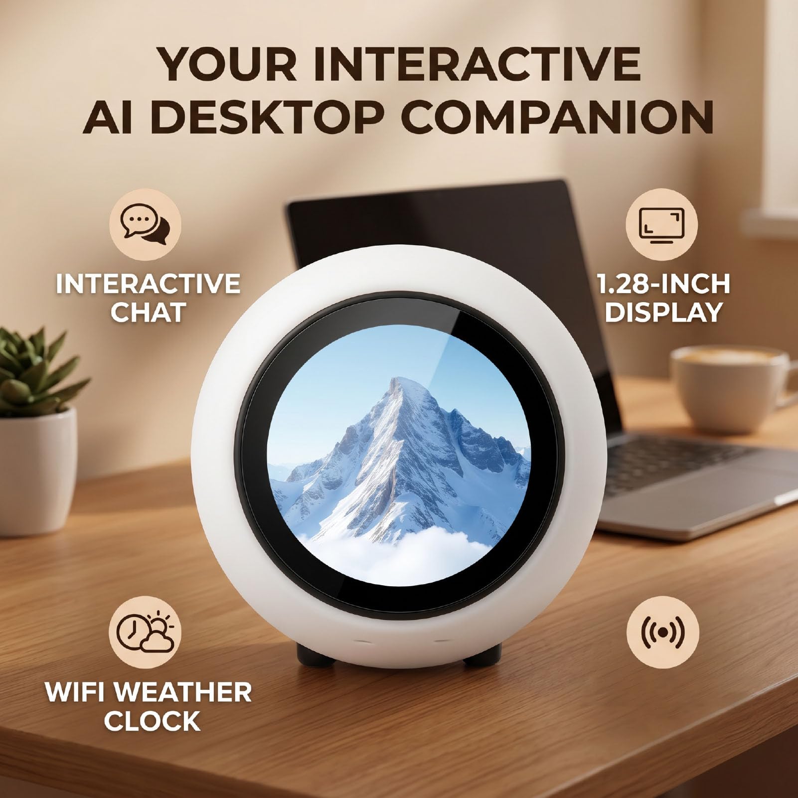 Elprico AI robot da scrivania display 1,28" WiFi Bluetooth