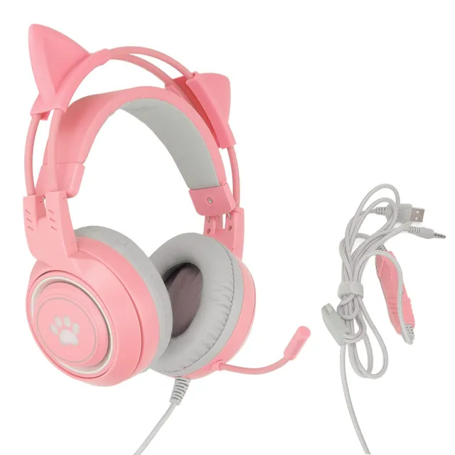 Elprico SY-G2 cuffie gaming rosa orecchie gatto USB