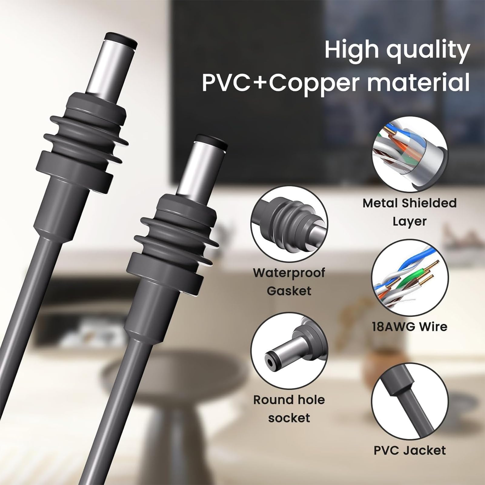 Elprico Cavo Prolunga Alimentazione 18AWG 5 m IP68