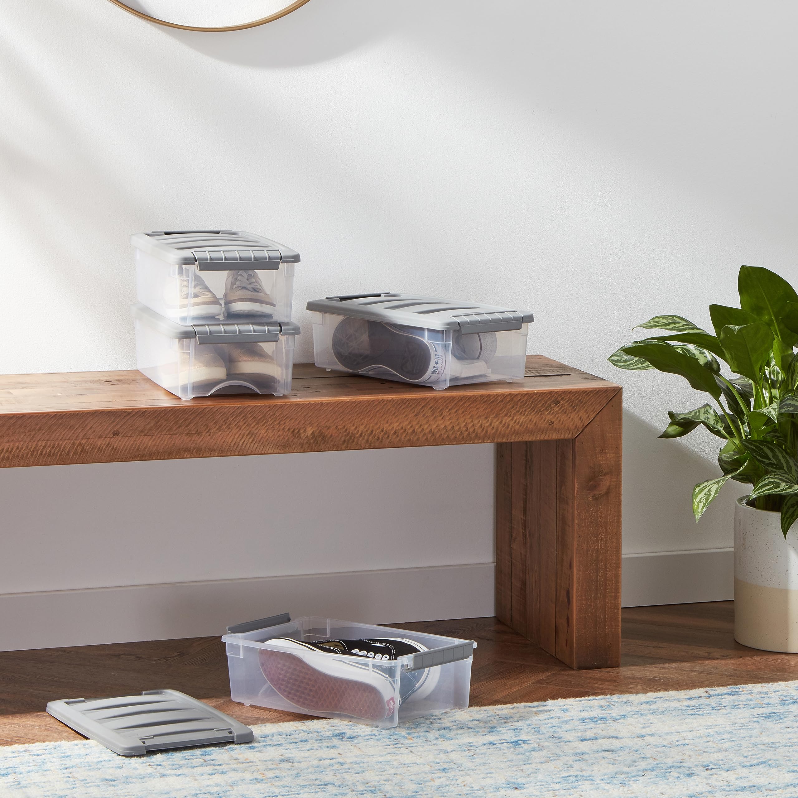AmazonBasics Bidoni Impilabili 5 Litri Contenitori Trasparenti 10 Pezzi
