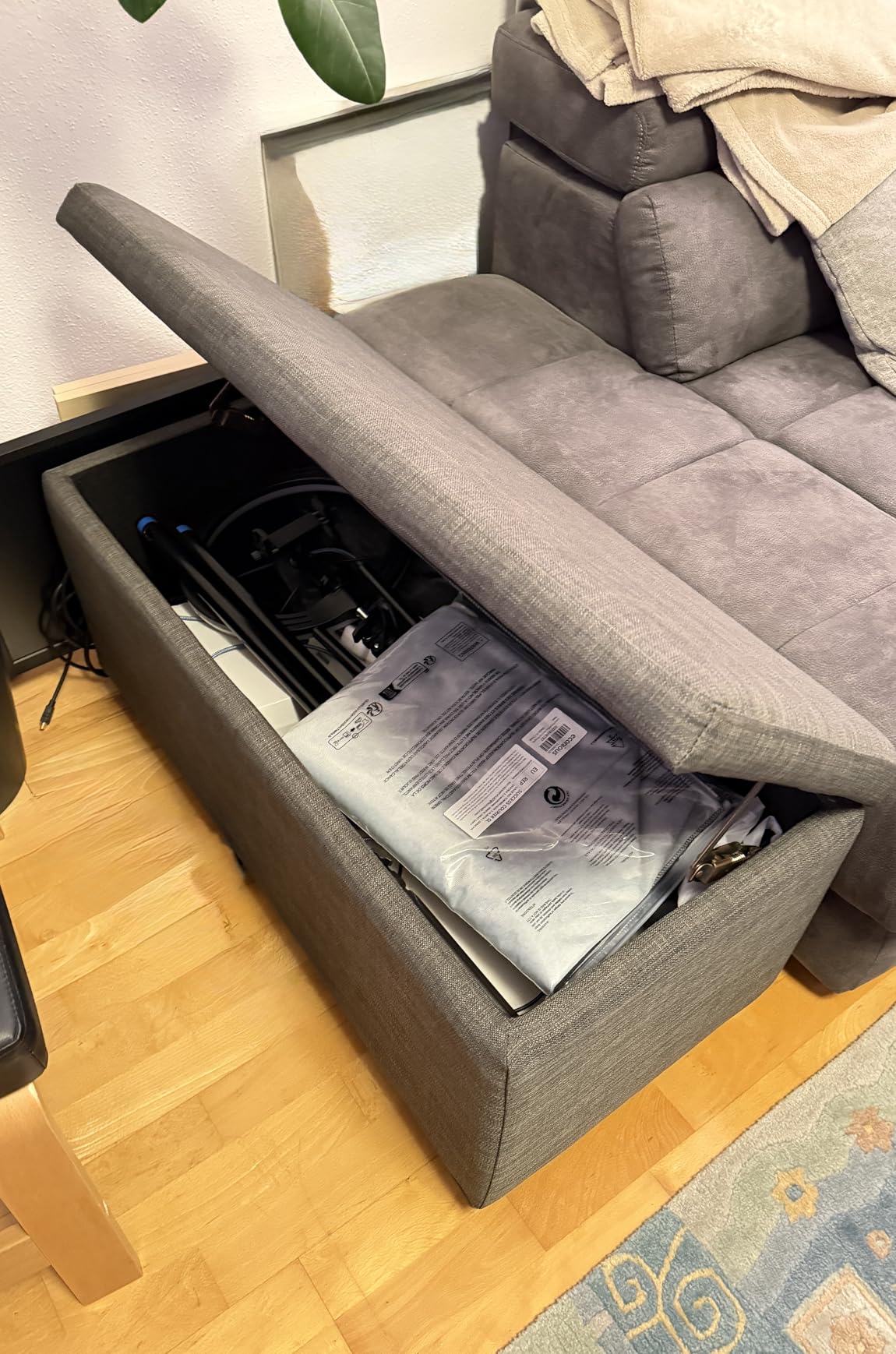 Amazon Basics Panca Contenitore Grigio Chiaro 91 cm in Tessuto