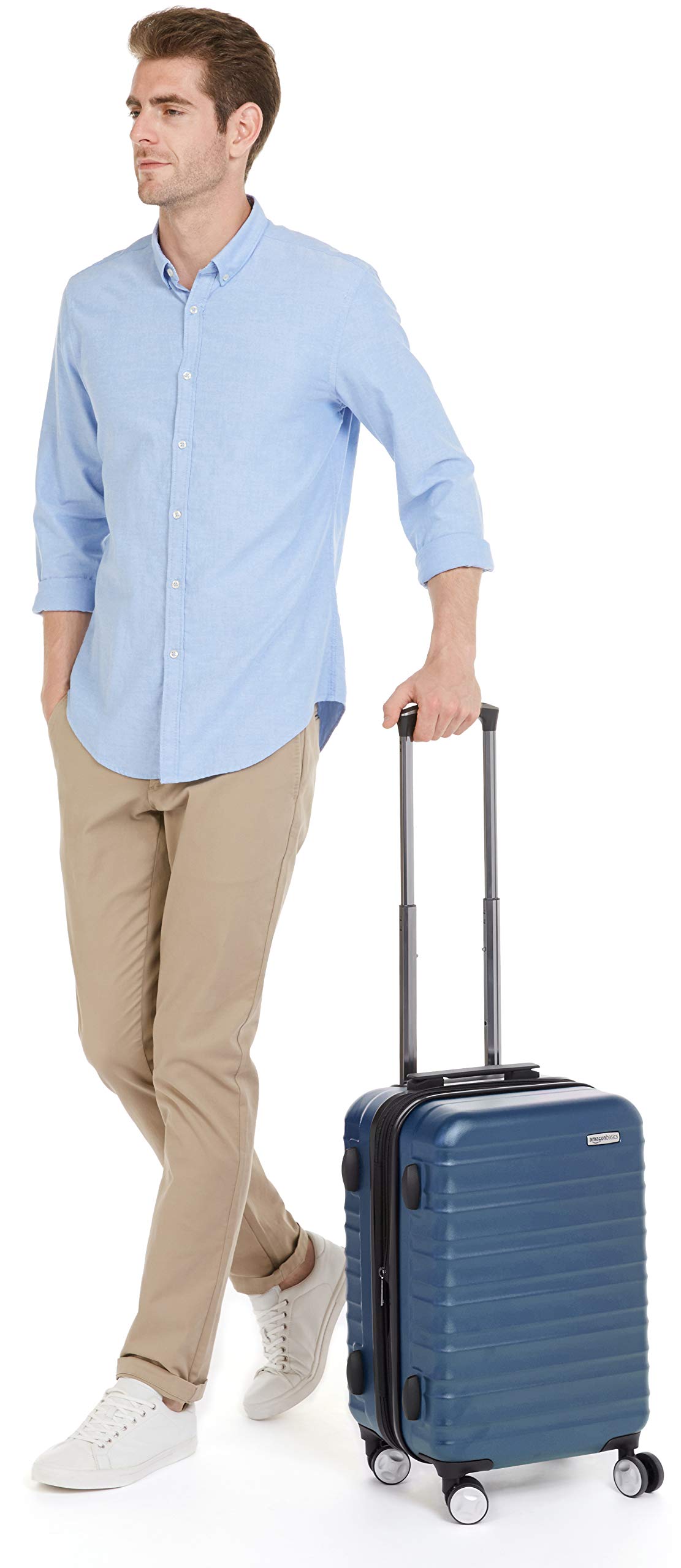 AmazonBasics Trolley Rigido 53,5 cm Blu Marino in Policarbonato