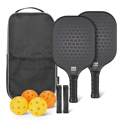 Amazon Basics Stealth racchette da pickleball set 2 nero vetro