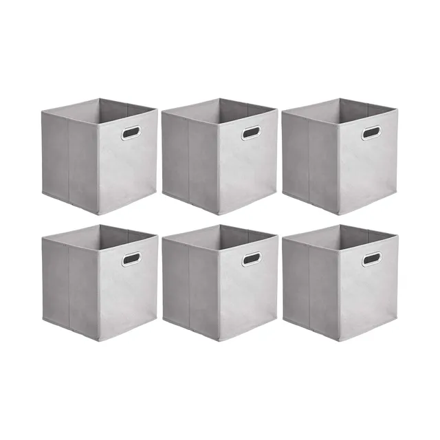 AmazonBasics Cubi Portaoggetti Tessuto Grigio Chiaro 6 pezzi