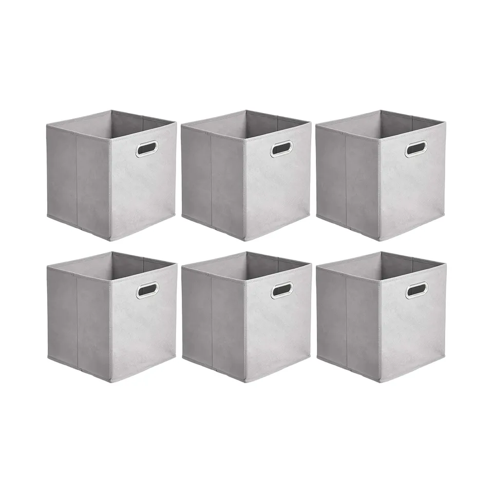 AmazonBasics Cubi Portaoggetti Tessuto Grigio Chiaro 6 pezzi