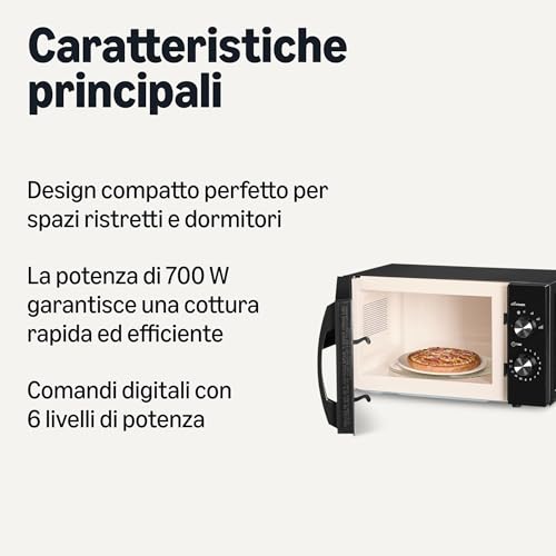 Amazon Basics Forno a Microonde 700W 20L Nero Scongelamento