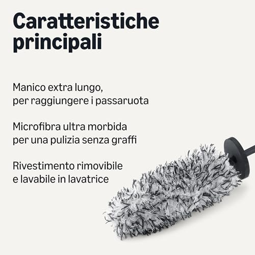 Amazon Basics spazzola in microfibra per cerchi auto 42 cm grigia