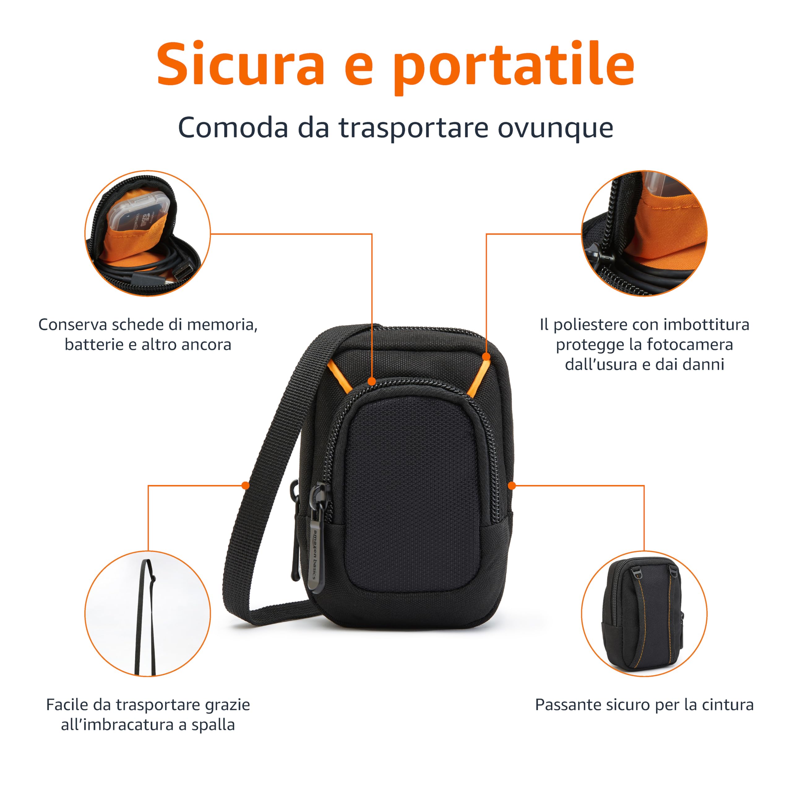 AmazonBasics Custodia Fotocamera Compatta Extra-Piccolo Nero