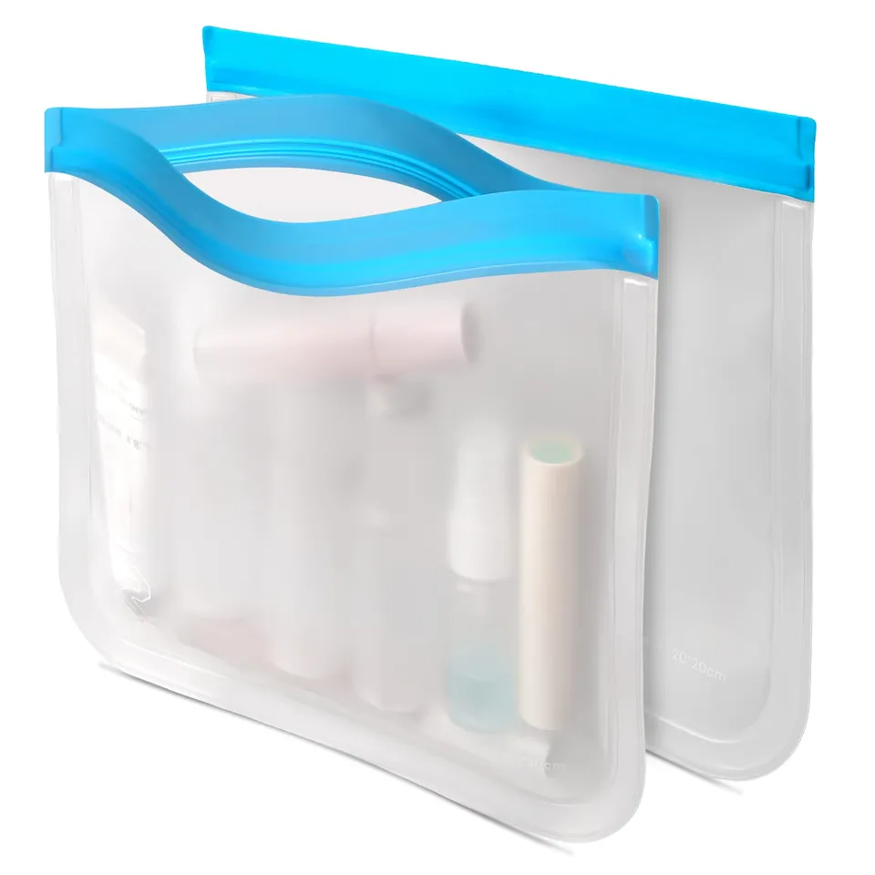 RealPlus Sacchetto Liquidi Aereo 1L Trasparente Azzurro 2 Pezzi