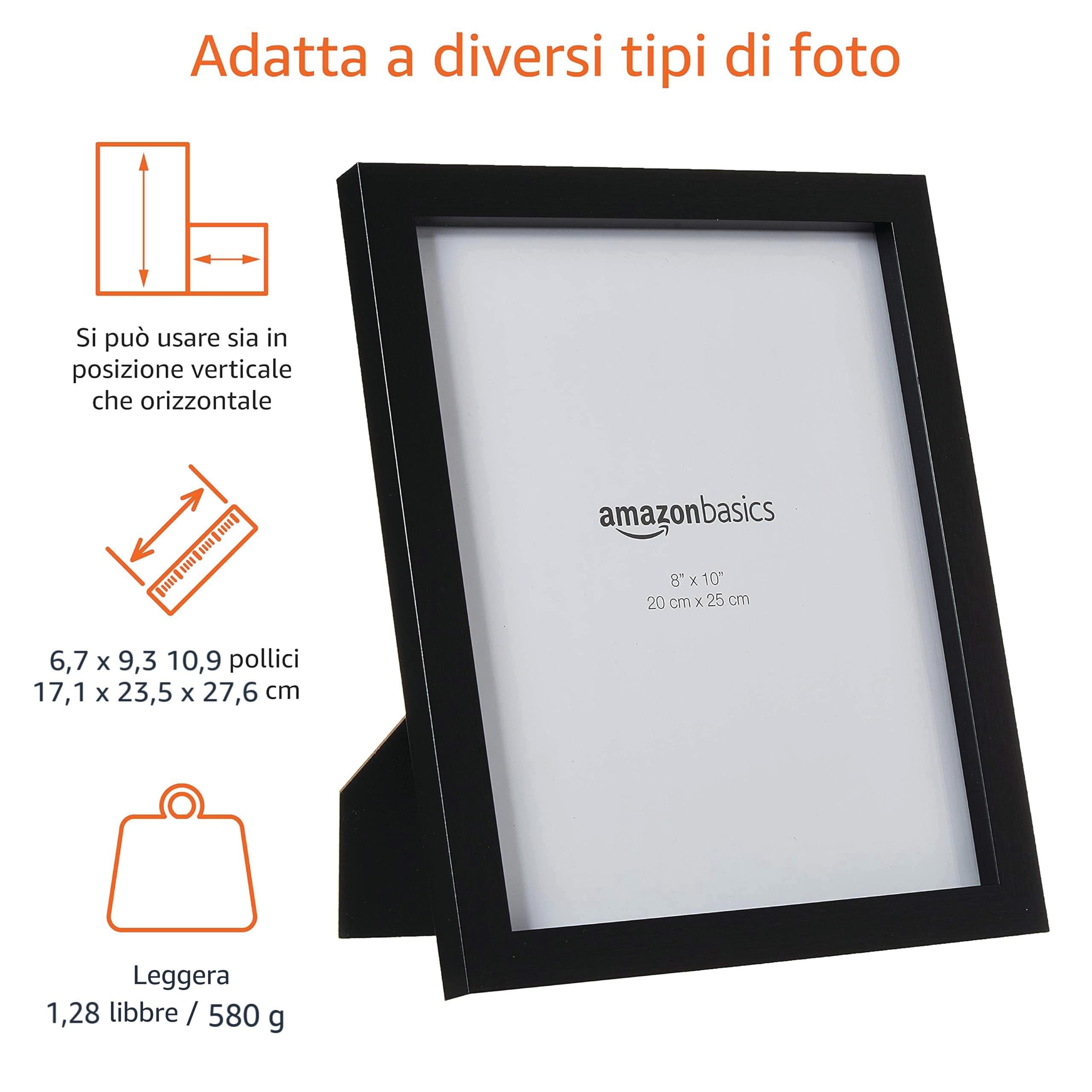 Amazon Basics Cornice Foto 20x25 cm Nero 2 Pezzi Vetro