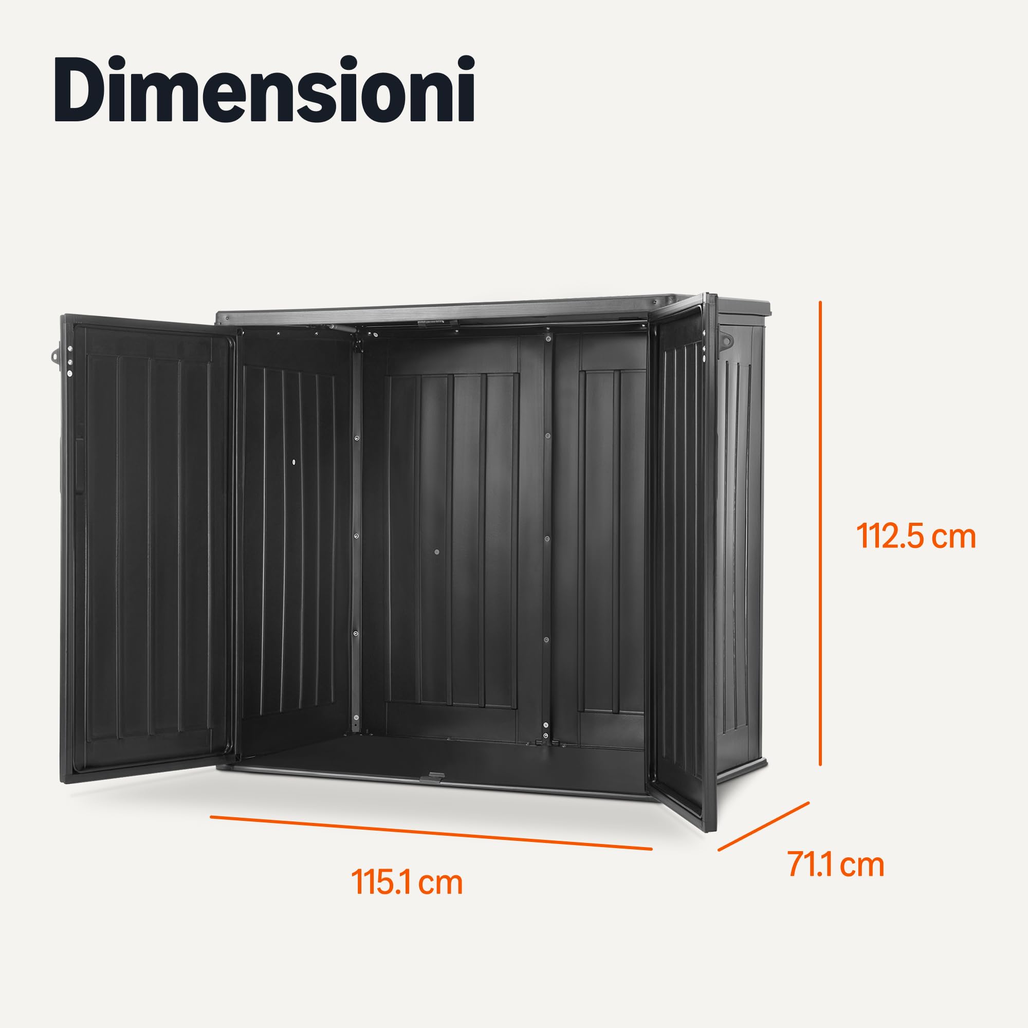 AmazonBasics Armadio da Esterno Nero 116x70,5x112,8 cm
