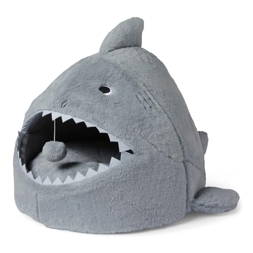 AmazonBasics Cuccia Gatto Squalo Grigio con Cuscino Lavabile