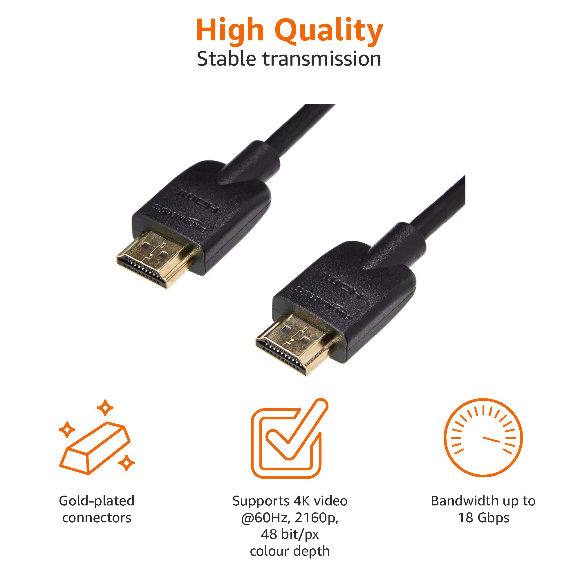 AmazonBasics Cavo HDMI Flessibile 0,3 m Nero 4K