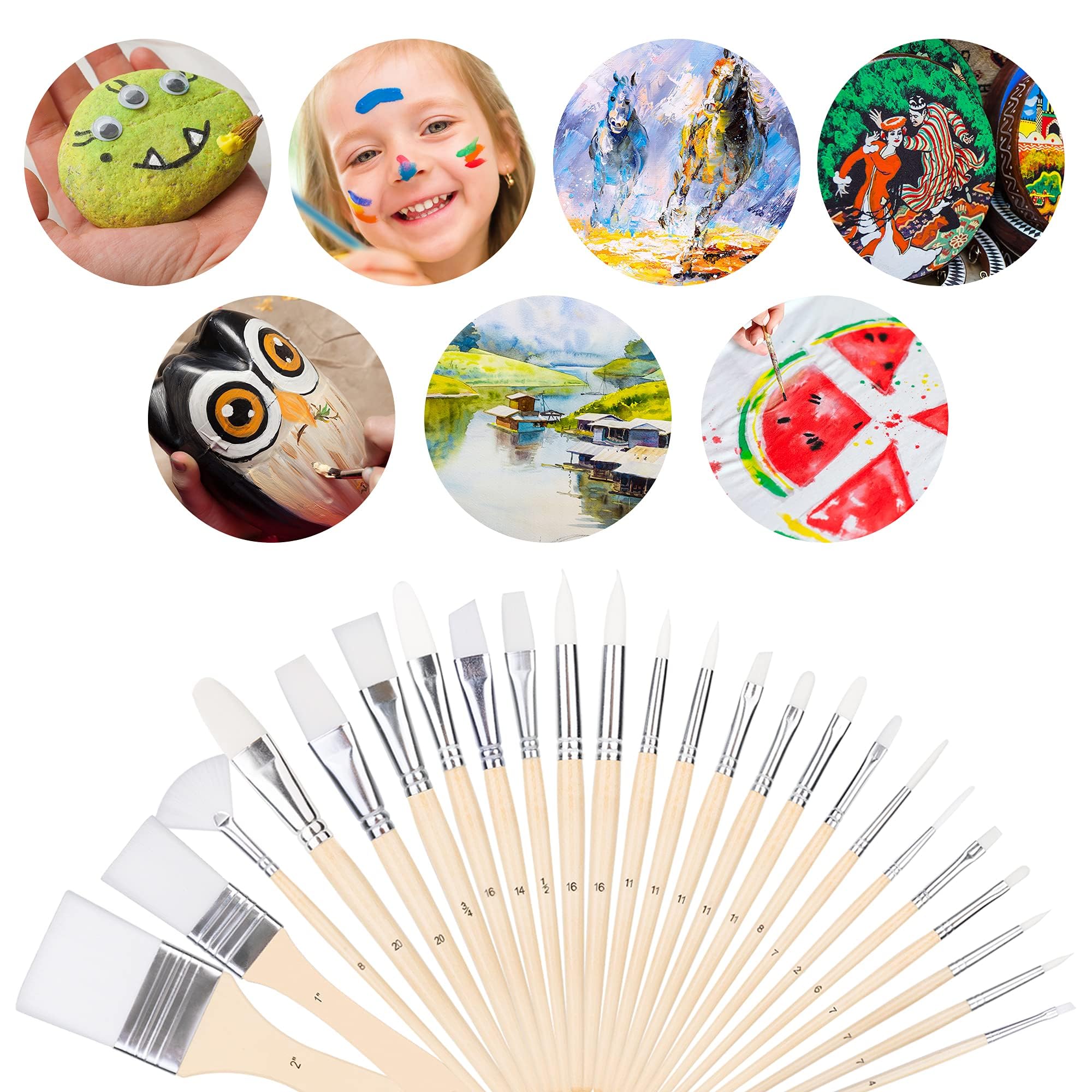 Amazon Basics Set 24 Pennelli Pittura Legno per Artisti