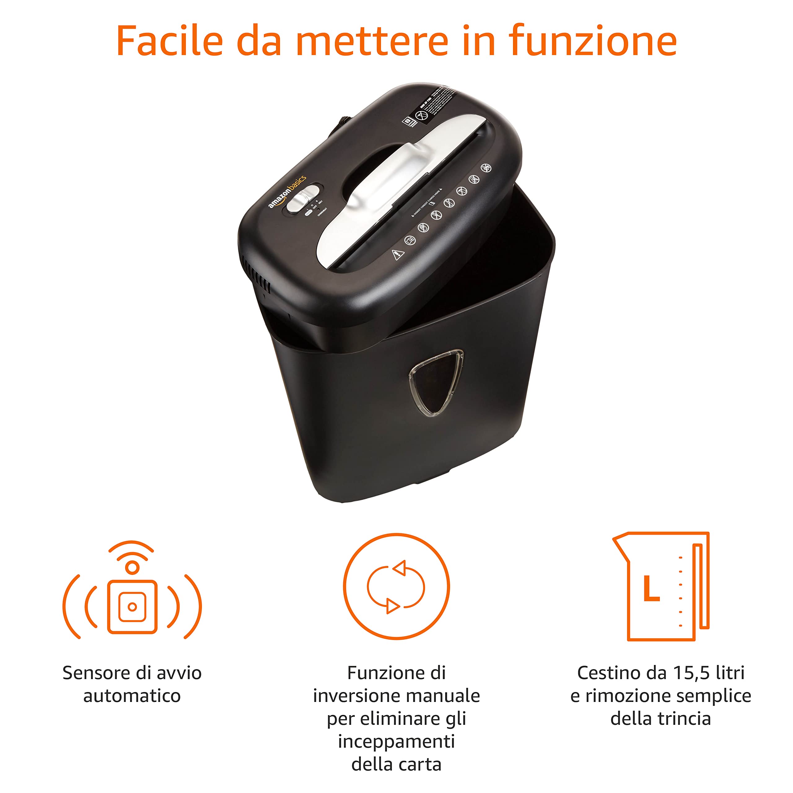 AmazonBasics Distruggidocumenti 7-8 fogli taglio a croce nero