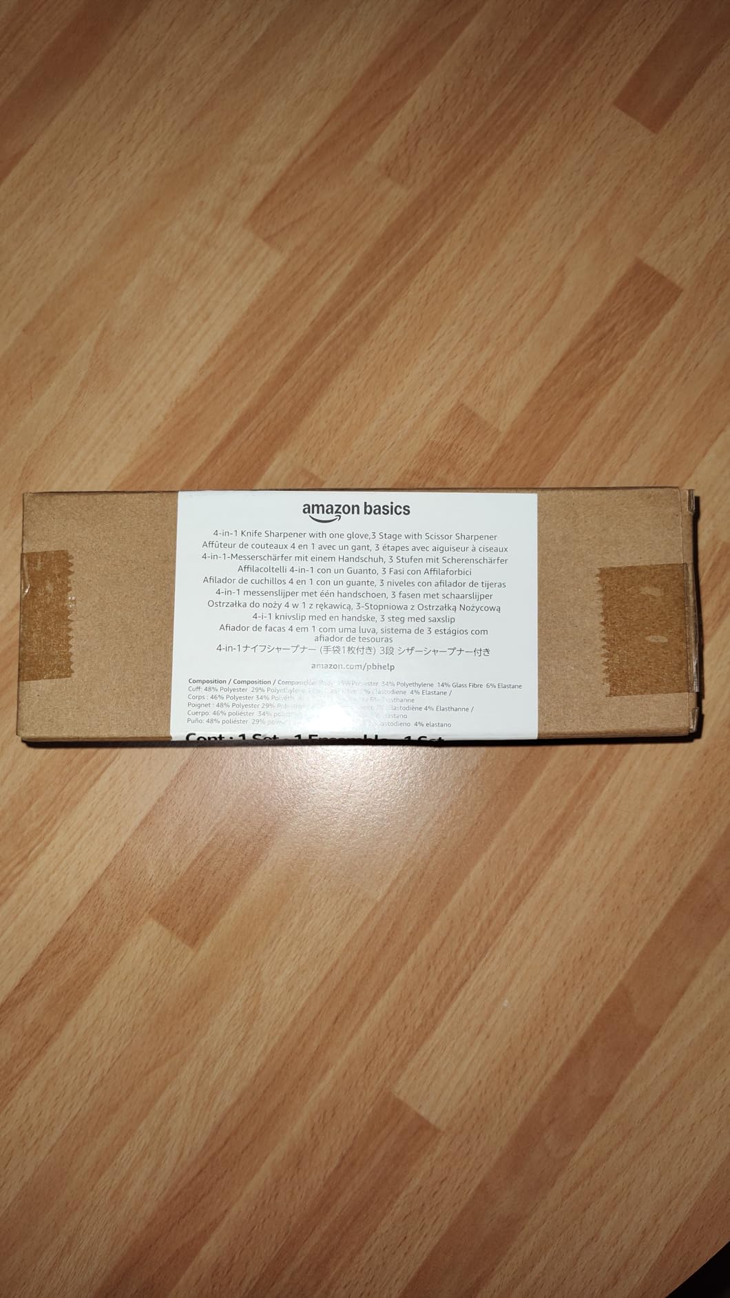 Amazon Basics affilacoltelli 4-in-1 con guanto antiscivolo