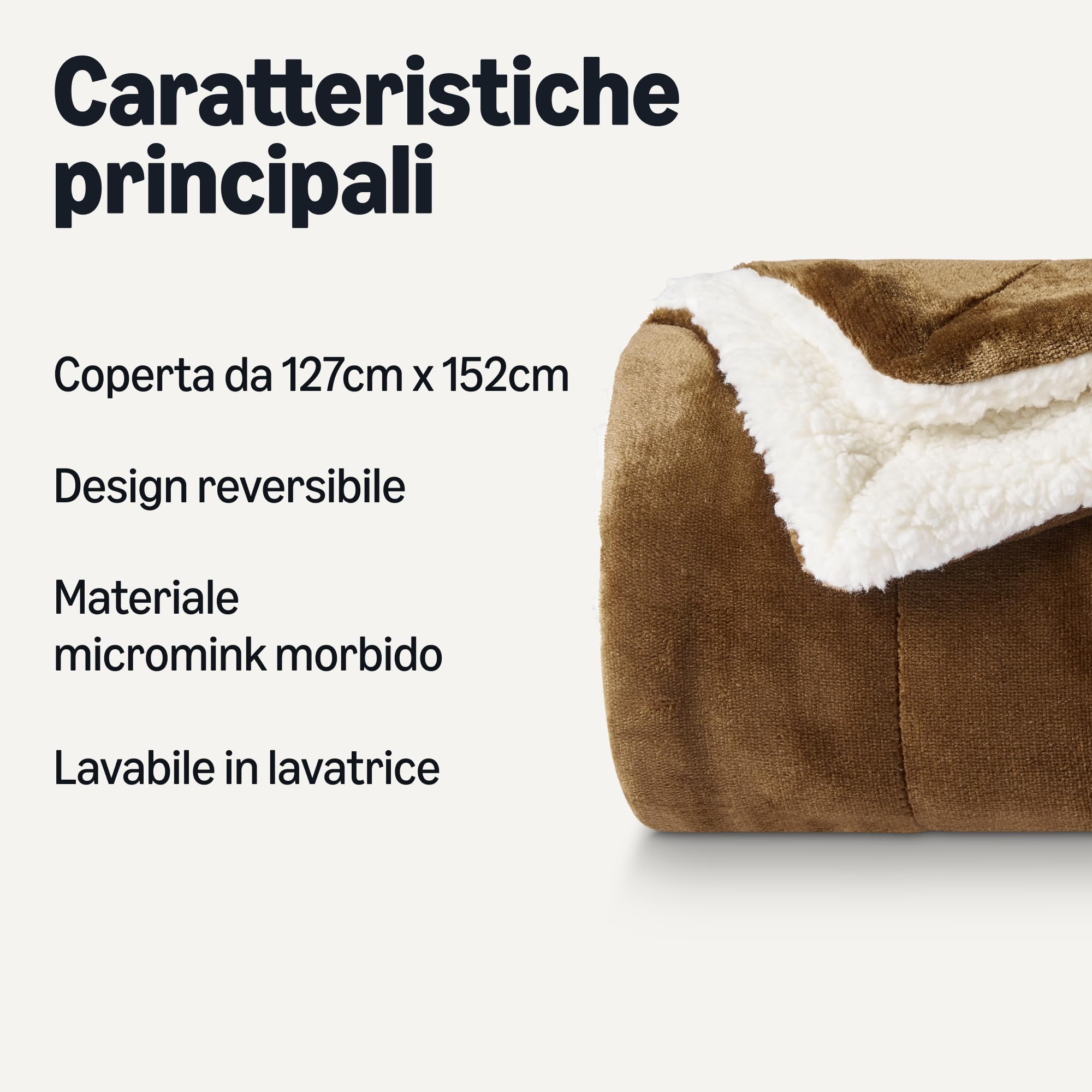 Amazon Basics coperta sherpa marrone 127x152 reversibile