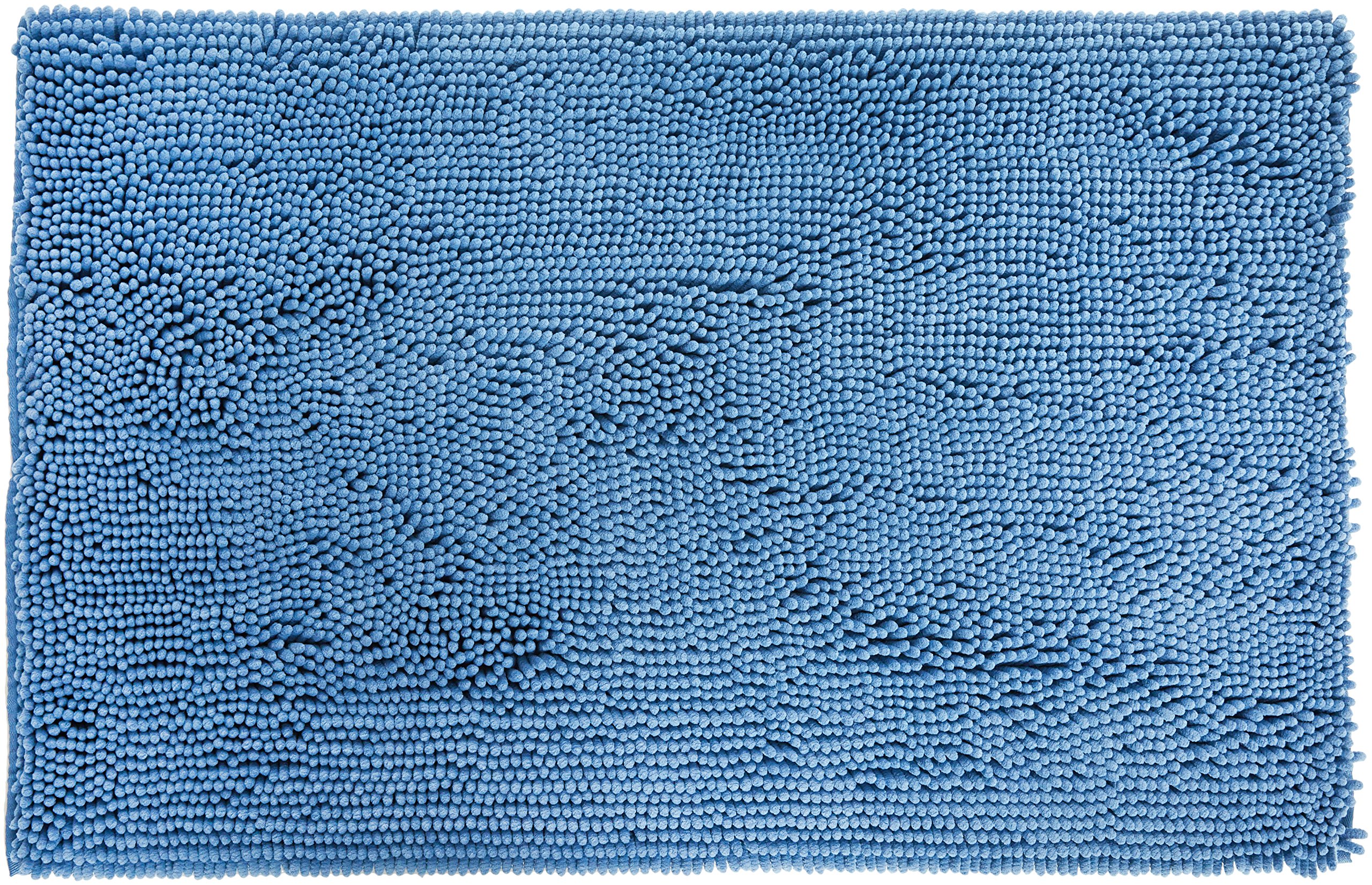 Amazon Basics Tappeto bagno microfibra pelo lungo blu lago 53x86