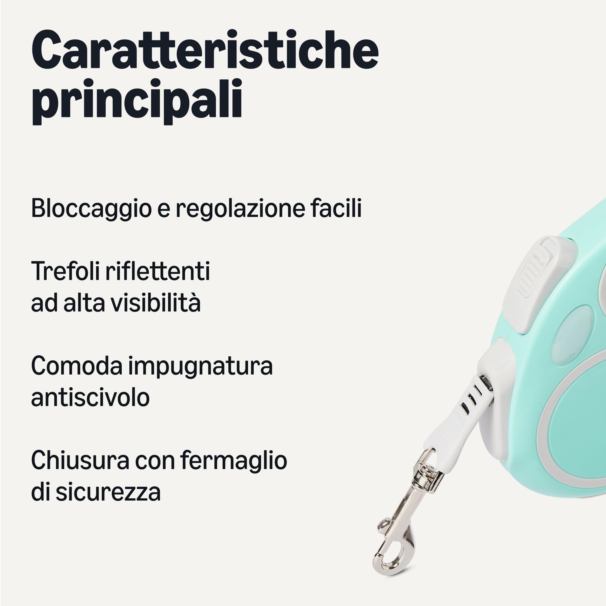 Amazon Basics guinzaglio retrattile cane M riflettente