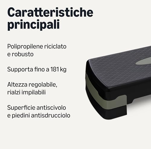 Amazon Basics Step Aerobica Regolabile Nero Grigio Antiscivolo