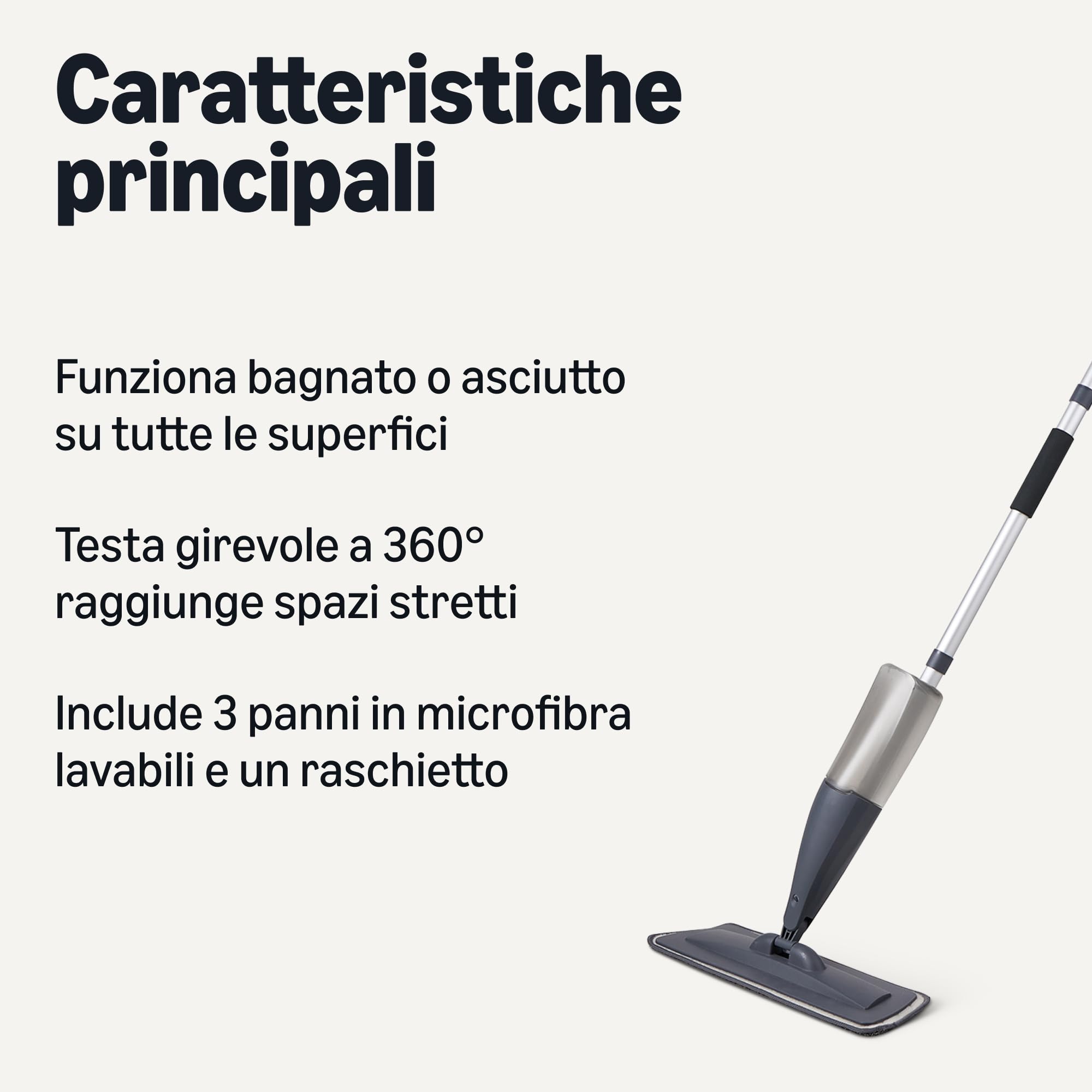 Amazon Basics Mop Spray Pavimenti con 3 Panni Microfibra