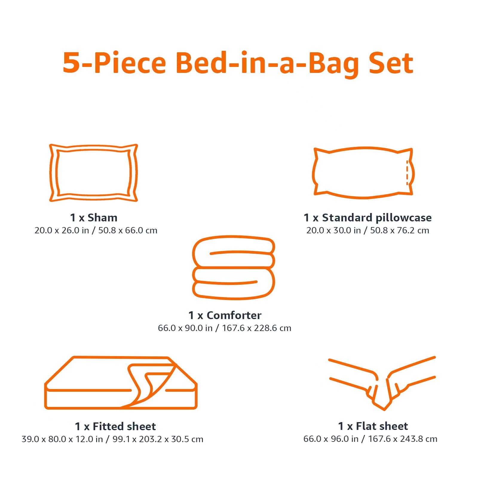 AmazonBasics Set Letto 5 Pezzi Piazza e Mezza Righe Blu Microfibra