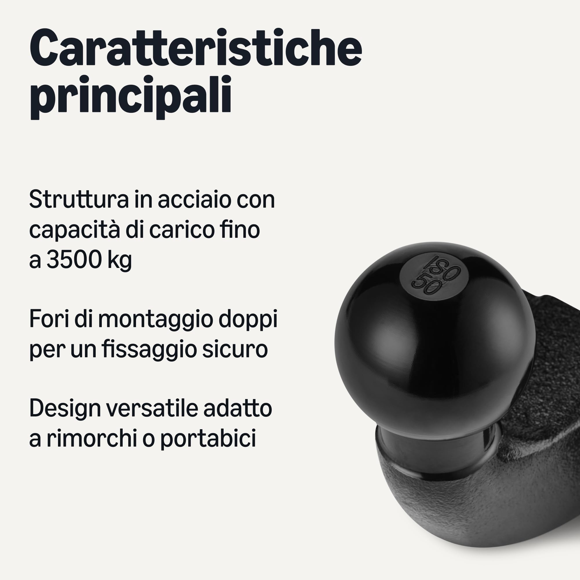 Amazon Basics Sfera Traino 50 mm Nera 3500 kg Acciaio