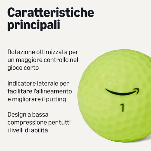 Amazon Basics Core Soft Palline Golf Gialle 12 Pezzi Morbide