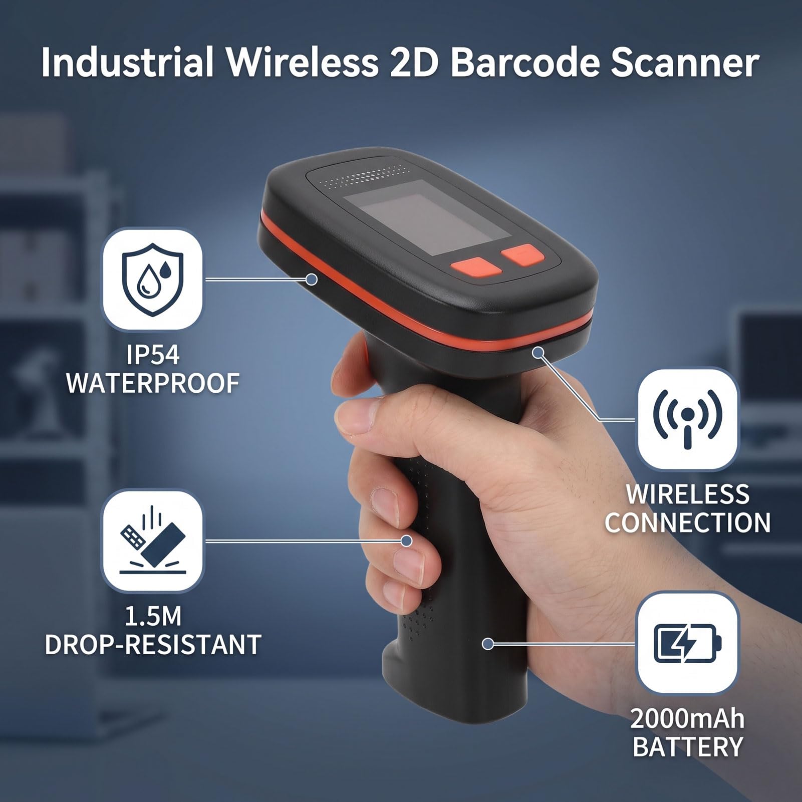 Elprico Scanner Codici a Barre Bluetooth Industriale IP54