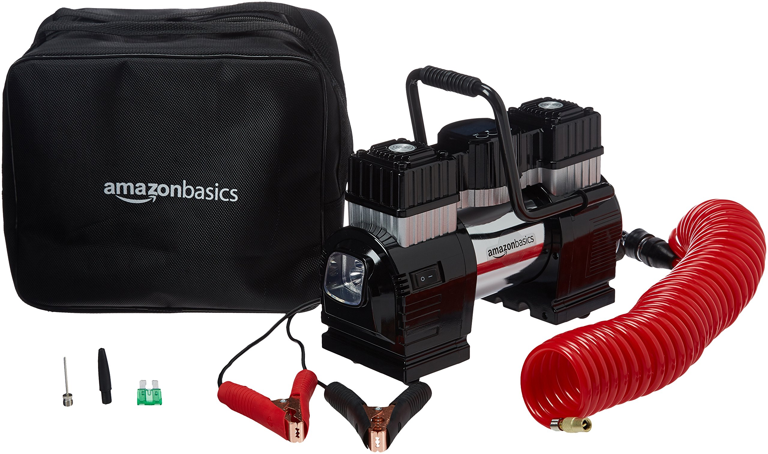 AmazonBasics Compressore Aria Portatile Digitale 12V Nero Rosso