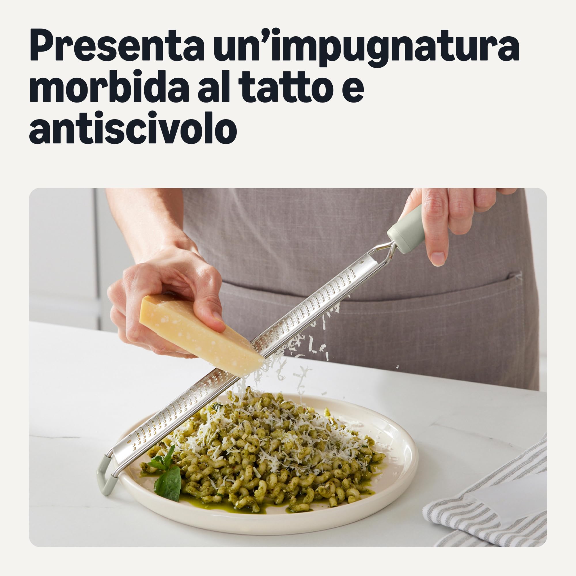 Amazon Basics Rigalimoni grattugia acciaio grigio lino