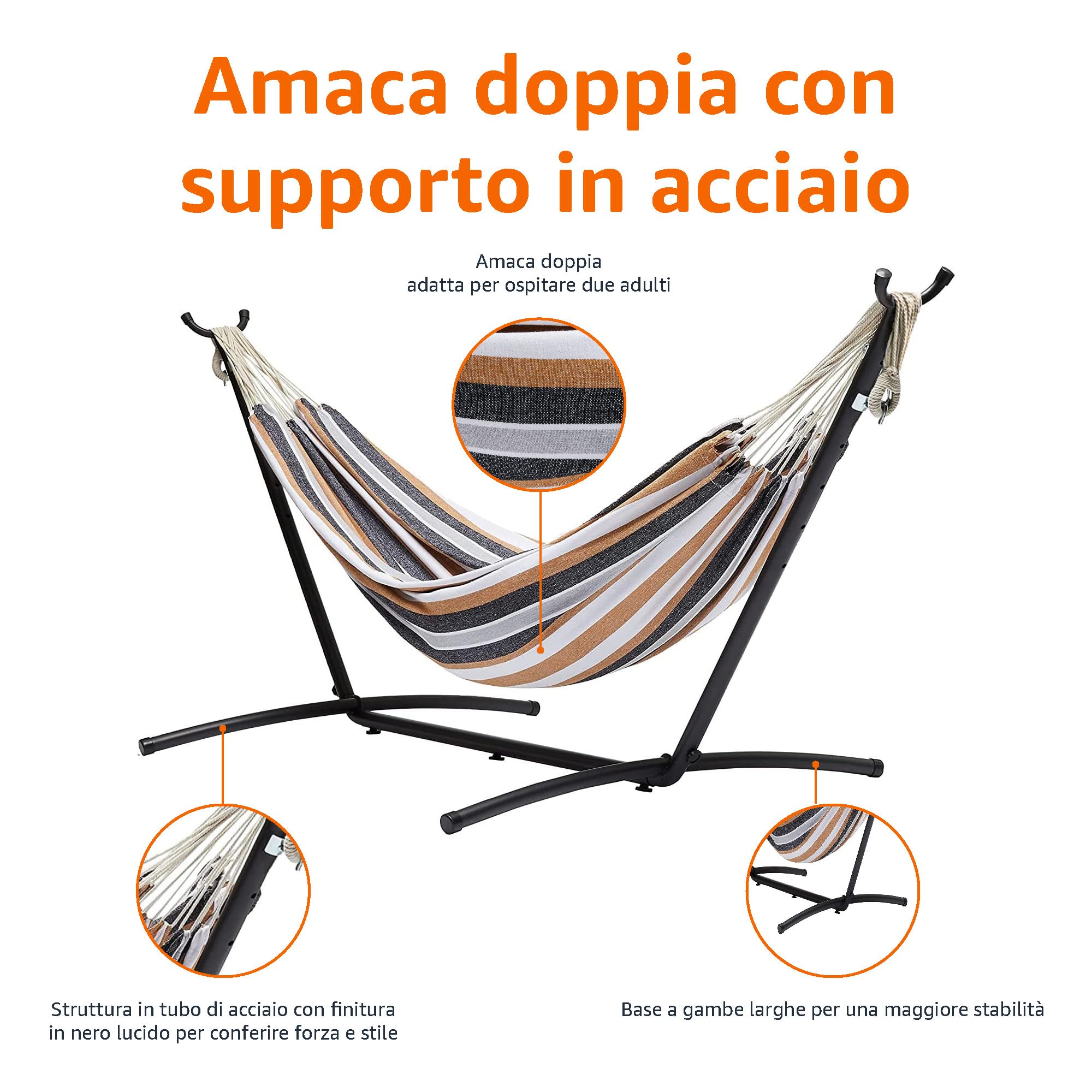 AmazonBasics amaca doppia con struttura variegata 2 posti
