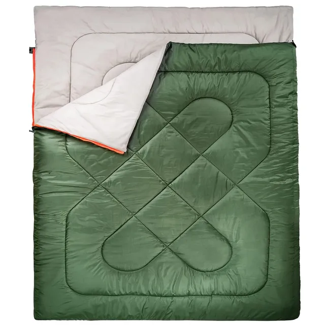 Amazon Basics Sacco a Pelo Matrimoniale 2 Persone Verde Oliva