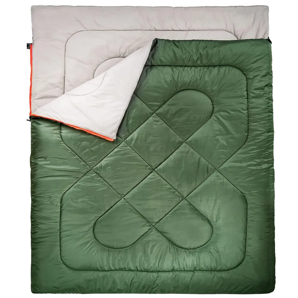 Amazon Basics Sacco a Pelo Matrimoniale 2 Persone Verde Oliva