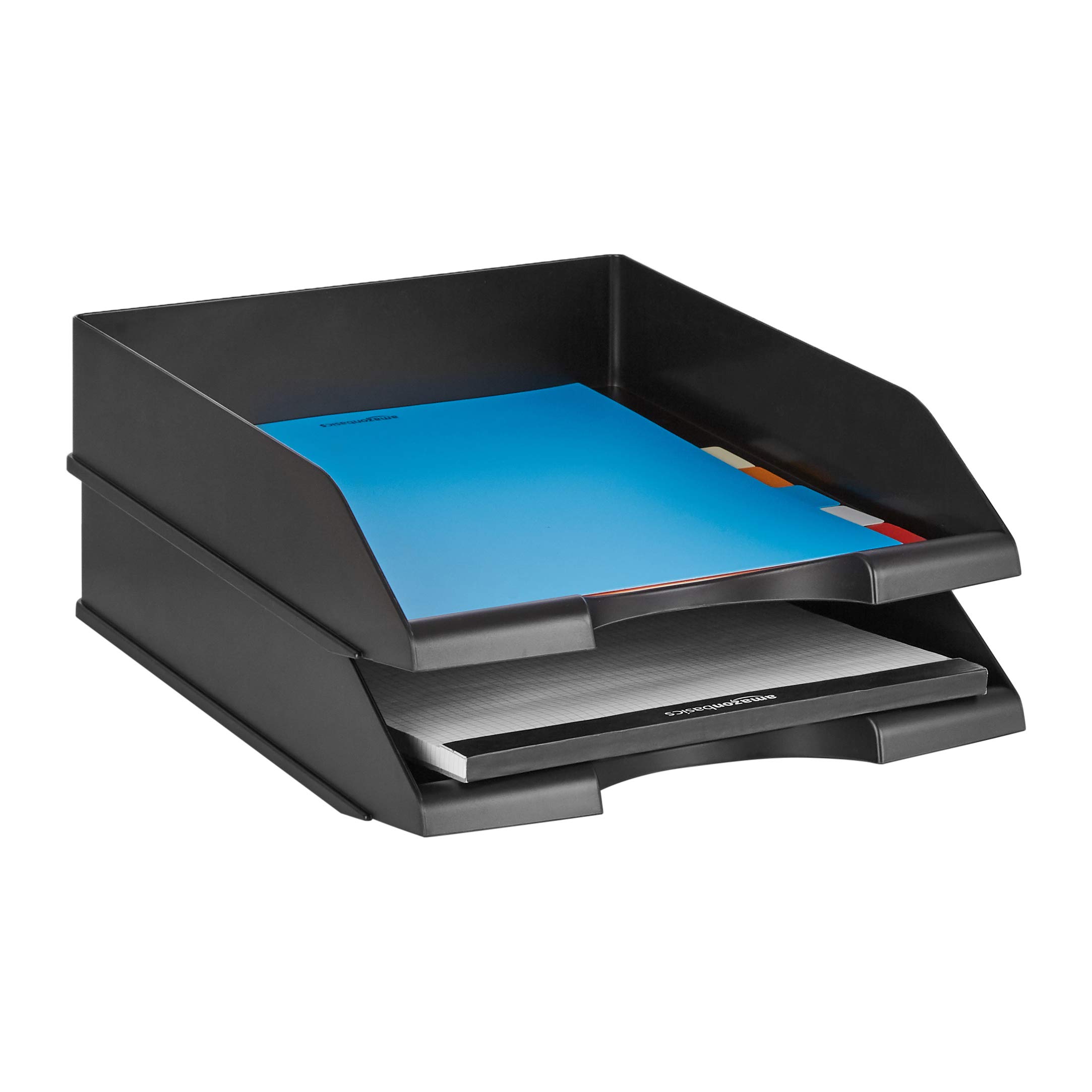 Amazon Basics Vassoio Portacorrispondenza A4 Nero 2 Pezzi