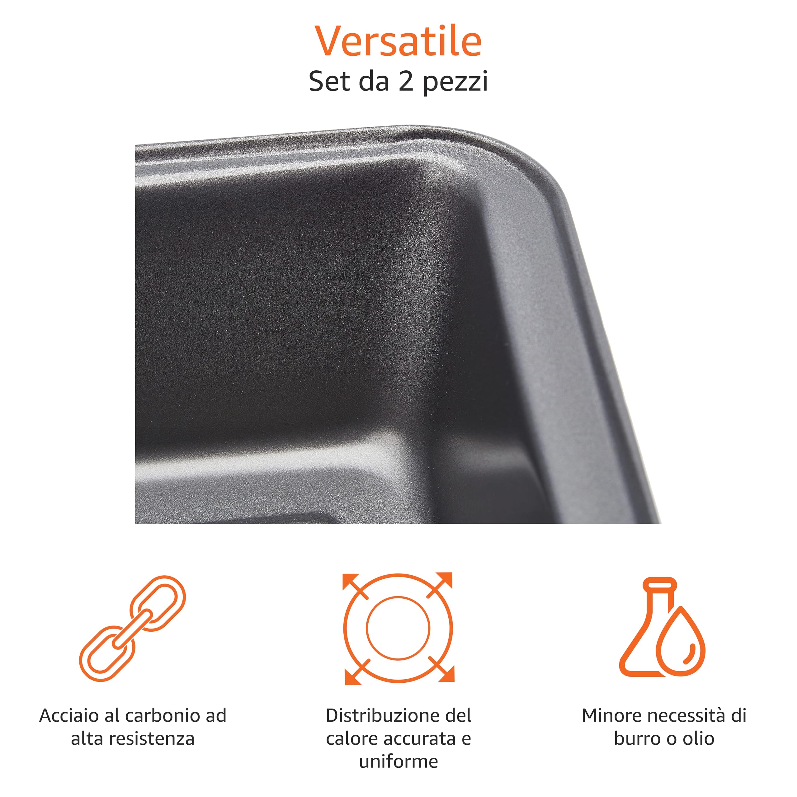 AmazonBasics teglia pane antiaderente 2 pezzi 27 cm