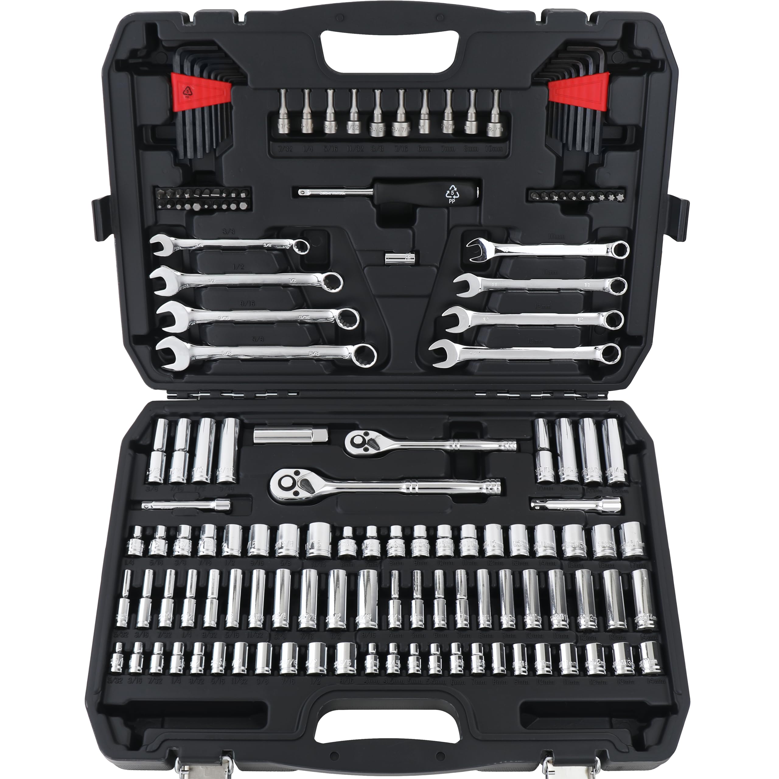 AmazonBasics Set Chiavi a Bussola 123 Pezzi Cr-V
