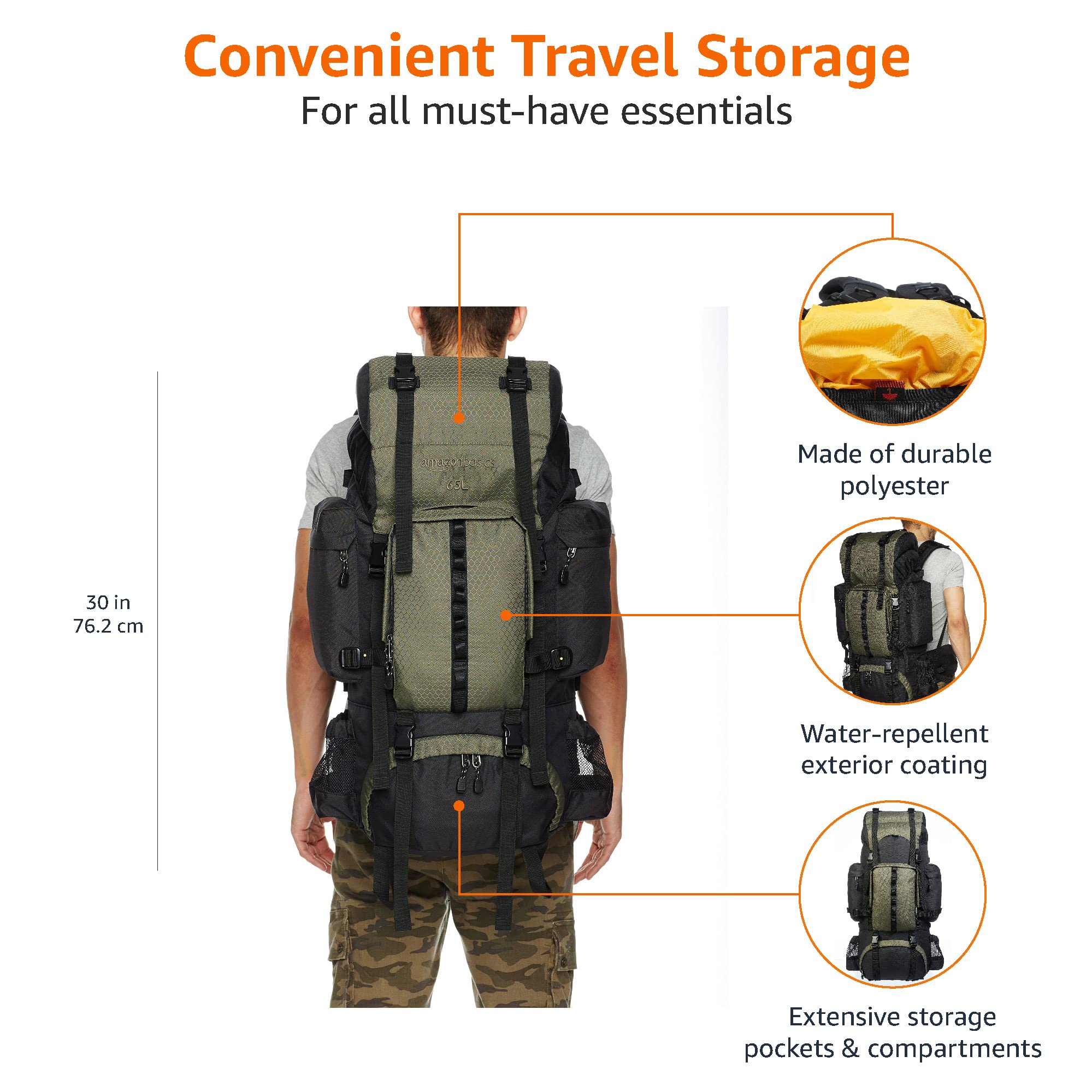 AmazonBasics Zaino escursionismo telaio interno poliestere
